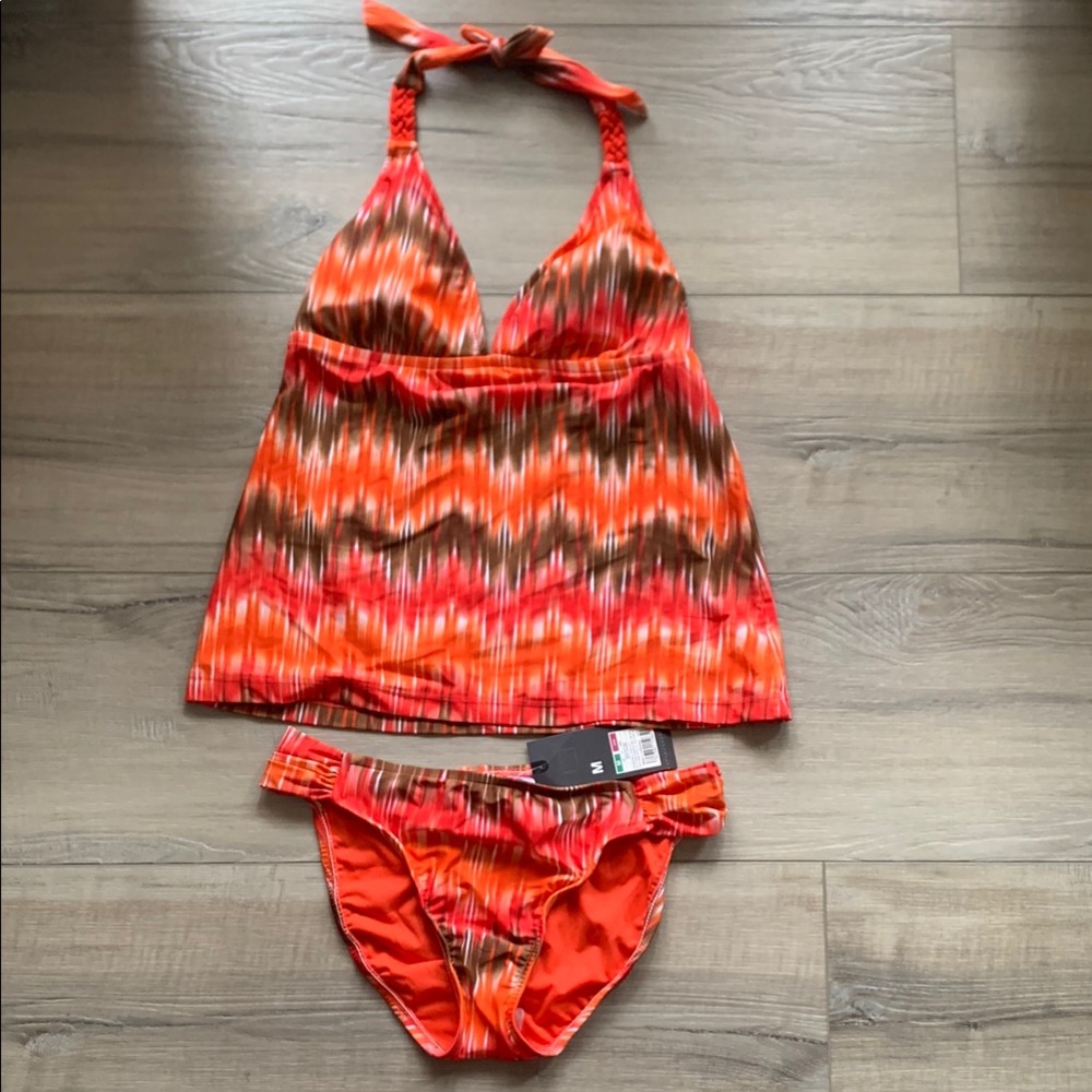 NWT Target Mossimo Orange and Brown Bikini Bottoms S Top & M Bottom